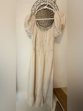 Women's Cream Puff-Sleeve Casual Maxi Dress